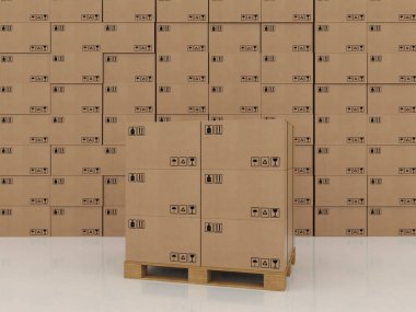 Kapalı karton kutular yığını