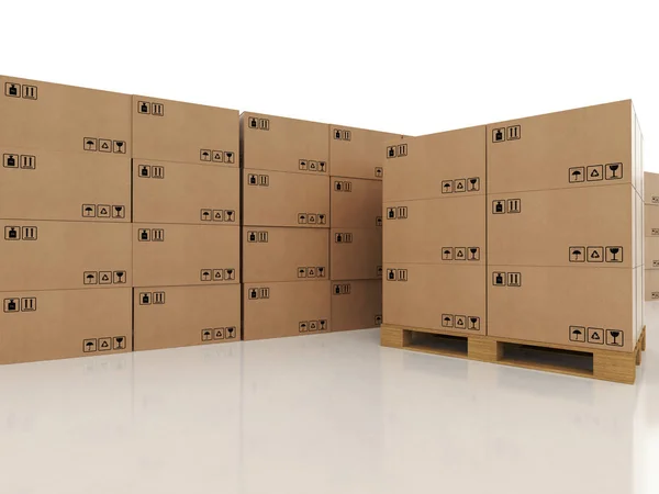 Pila de cajas de cartón cerradas — Foto de Stock