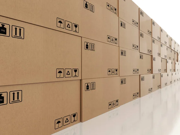 Pila di scatole di cartone chiuse — Foto Stock