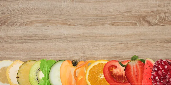 Banner mit buntem Obst und Gemüse — Stockfoto