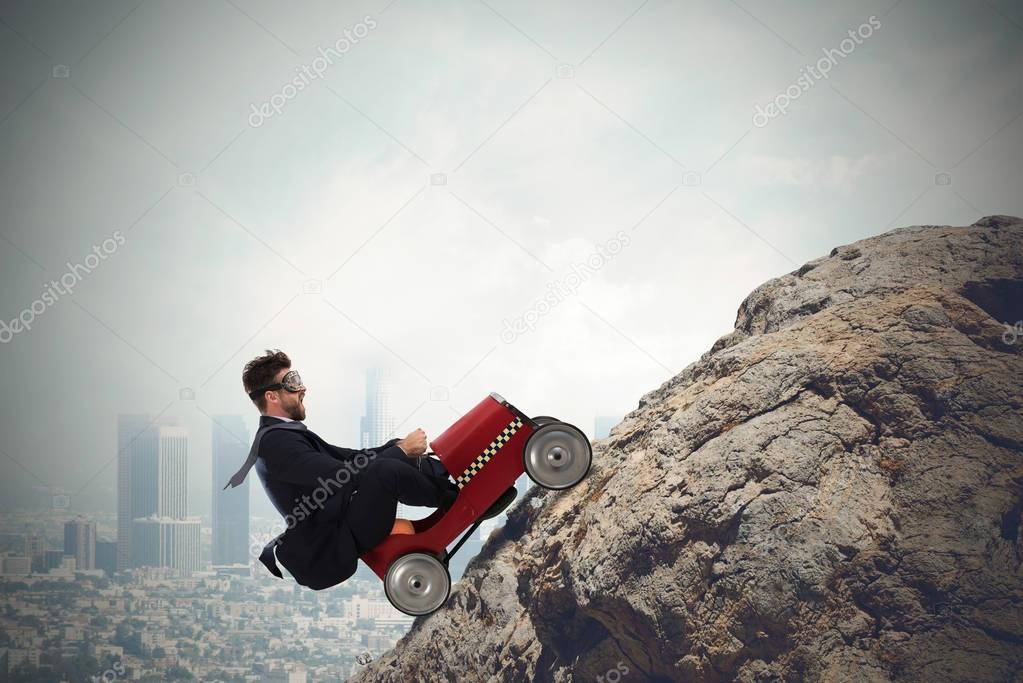 Businessman climbing  a mountain 