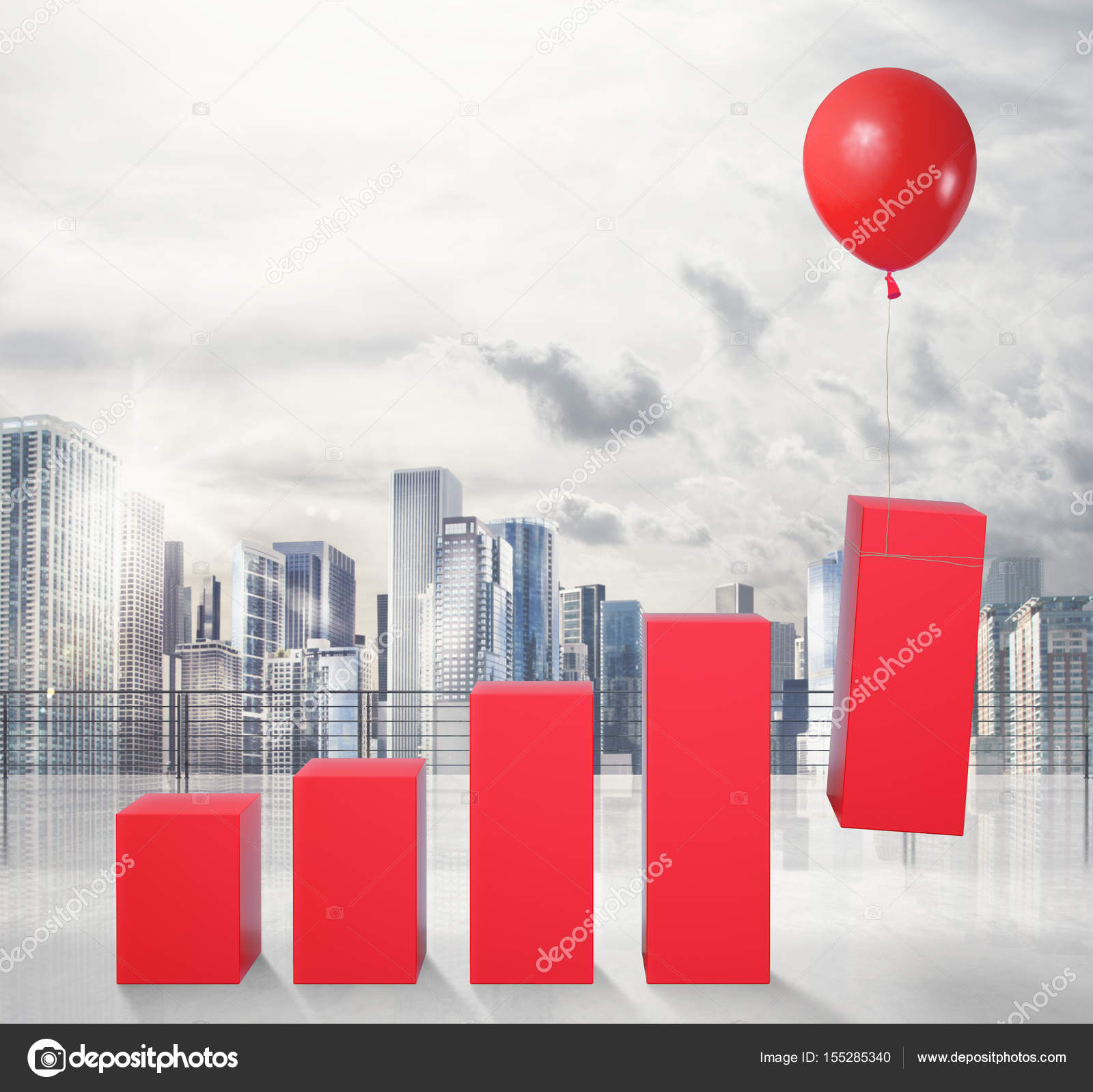 Statistics raised by flying balloon. Stock Photo by ©alphaspirit 155285340