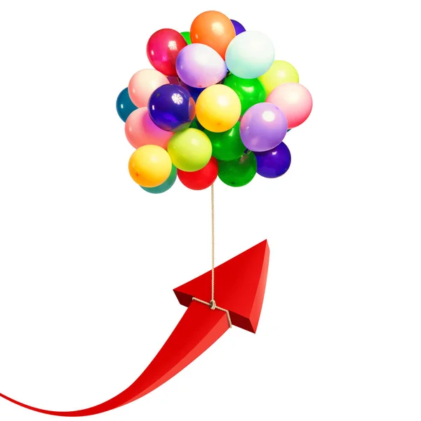 Arrow raised by flying balloons. — Stock Photo, Image