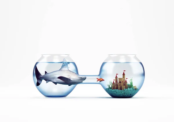 Big fish can not pass in the ampoule — Stock Photo, Image