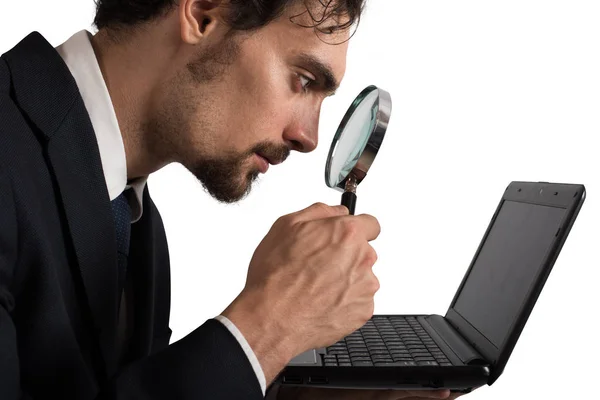 Businessman looking for virus — Stock Photo, Image