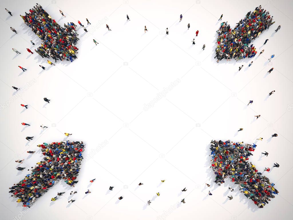 Arrows made of people