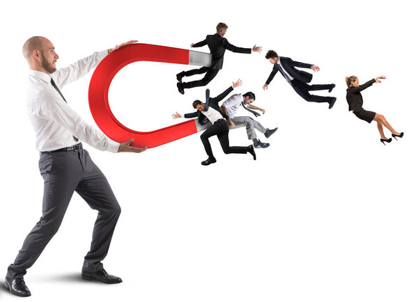 Businessman attracts potential customers