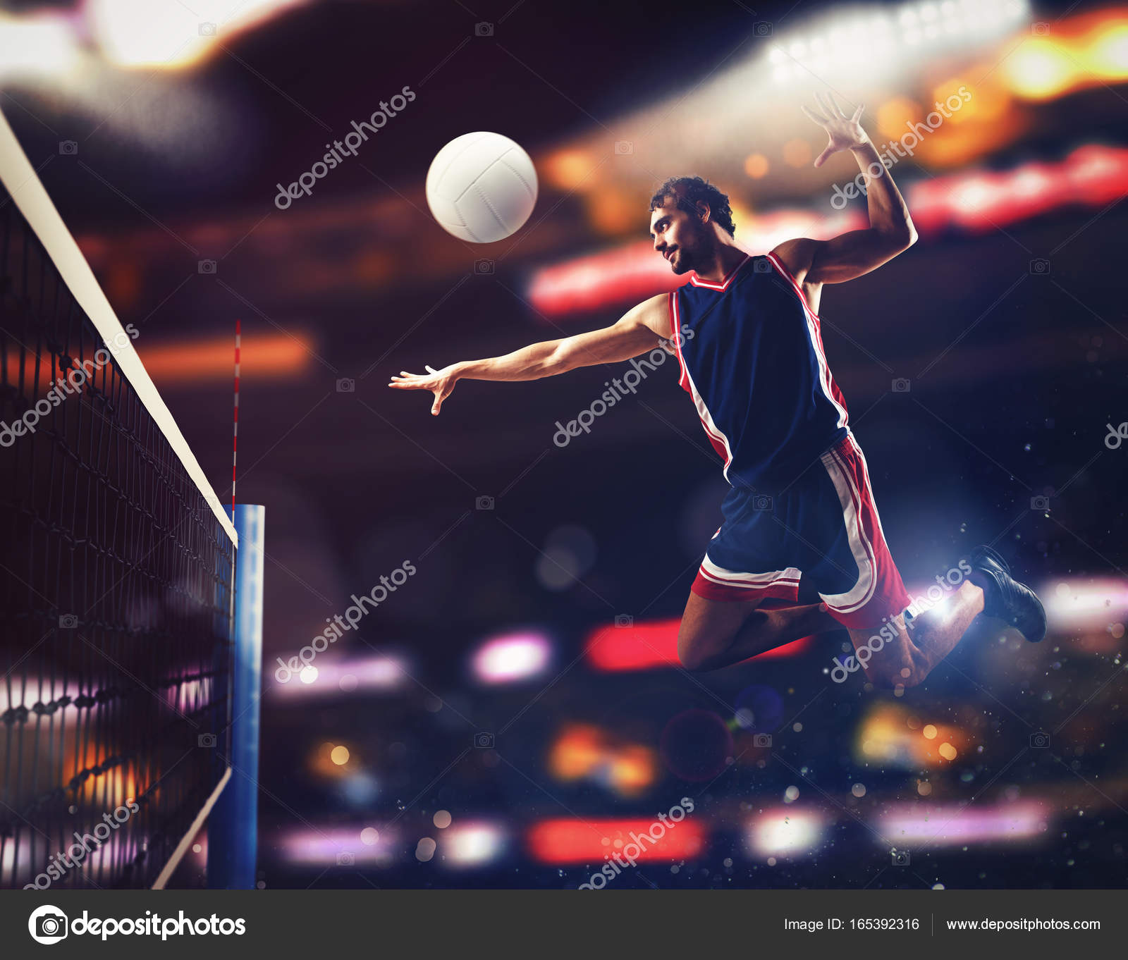 Volleyball player jumping — Stock Photo © alphaspirit 165392316