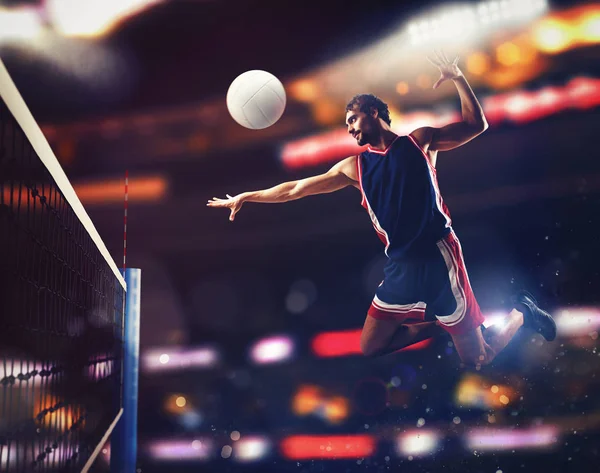 Jugador de voleibol saltar — Foto de Stock