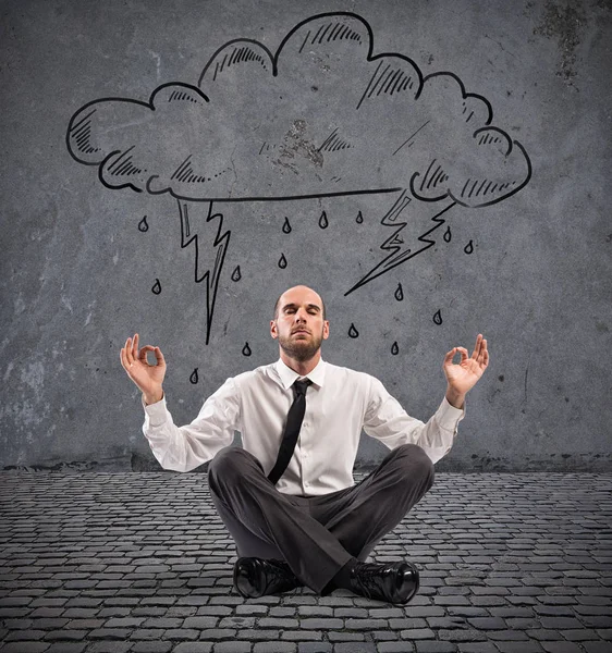 Business man practicing  yoga — Stock Photo, Image