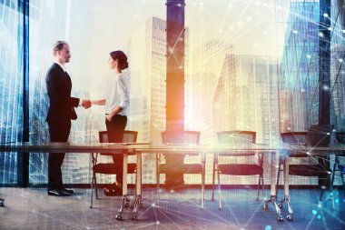 karşılıklı iş adamı ve iş kadını