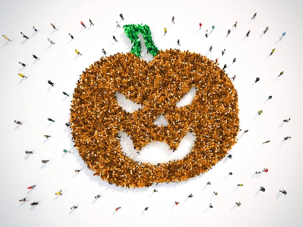 Many people together in a pumpkin shape — Stock Photo, Image