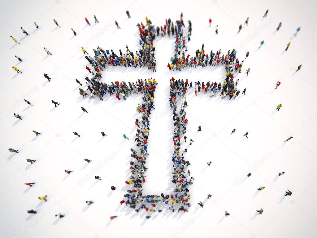 Many people, shape of a crucifix