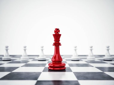 Kırmızı piyon farklı--dan kitle. Benzersiz ve liderlik kavramı. 3D render