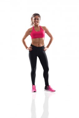 Seksi kız fitness ders başlamak için hazır tespit