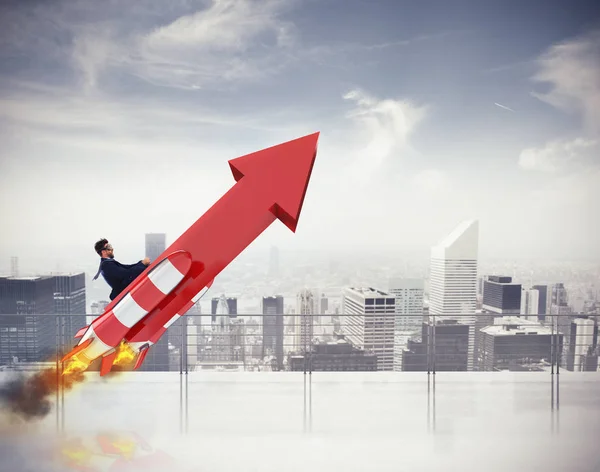 Bedrijven Vliegen Pijl Met Raketten Rendering — Stockfoto