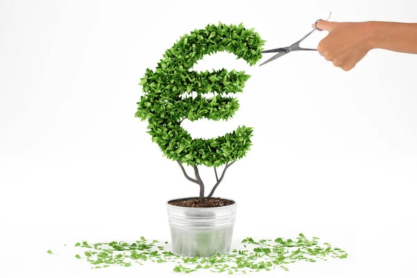 绿色经济的概念 植物与金钱标志 — 图库照片