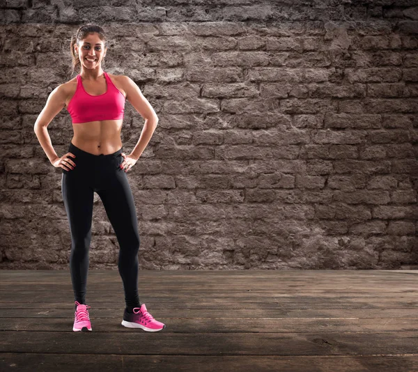 Menina Sexy Determinado Ginásio Pronto Para Começar Aula Fitness — Fotografia de Stock