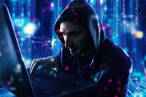 Hacker Reading Personal Information Computer Concept Privacy Security — Stock Photo, Image