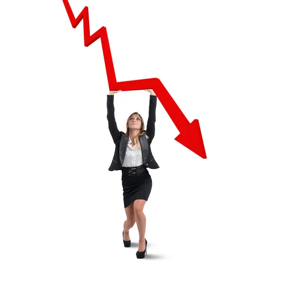 Business Woman Working Avoid Crisis — Stock Photo, Image