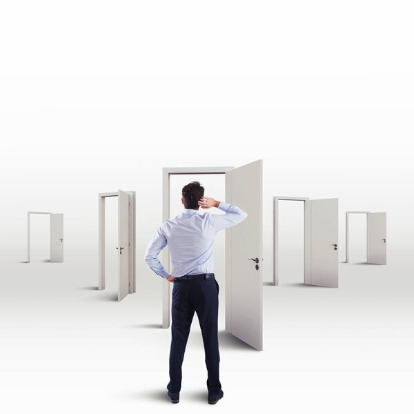 businessman in the choice of the right door