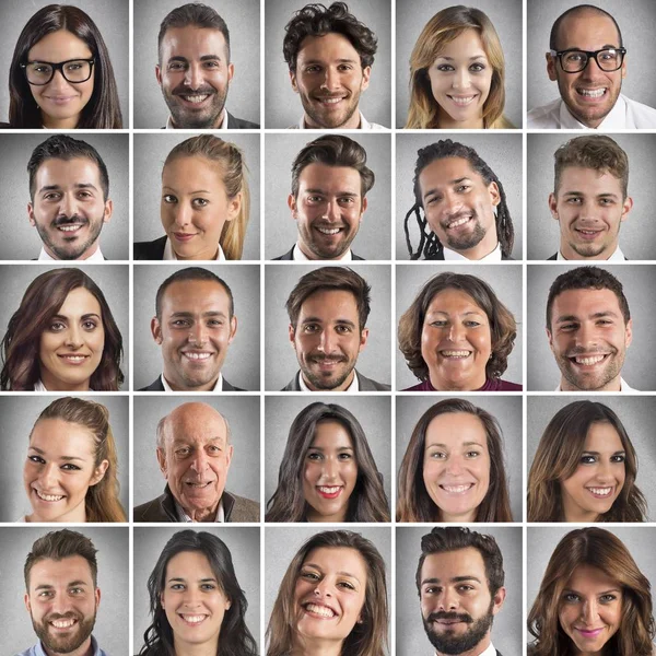 Colagem rostos sorridentes — Fotografia de Stock