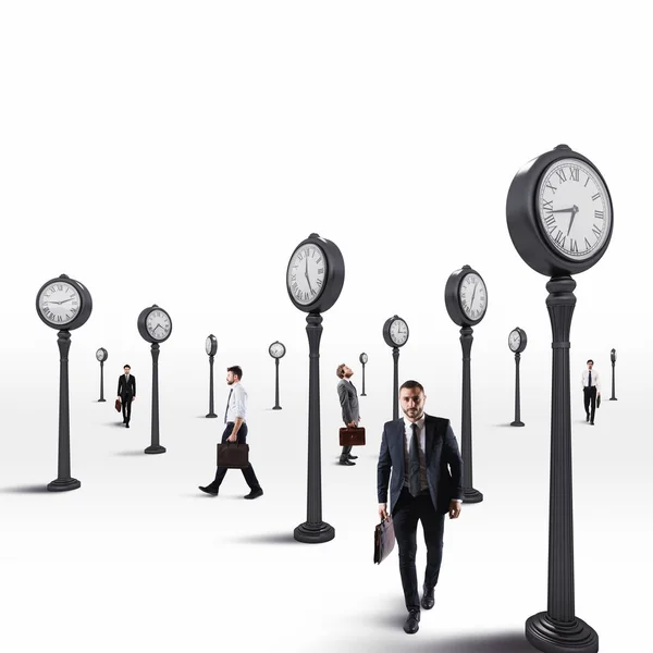 Los hombres de negocios siempre vigilan el reloj. Renderizado 3D — Foto de Stock