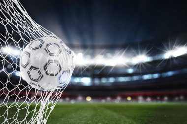 Futbol topu bir hedef net puanları. 3D render