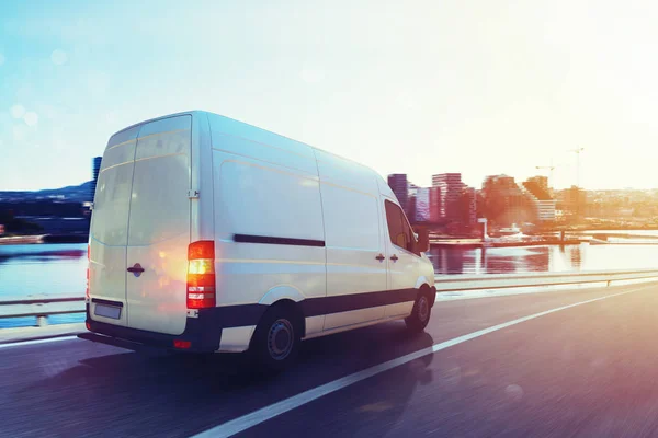 Van run fast on the highway to deliver. 3D Rendering — Stock Photo, Image