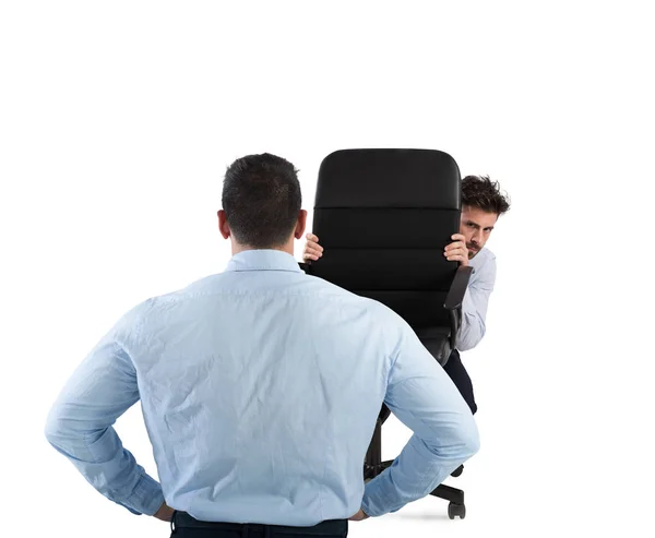 Empresário tem medo de seu chefe — Fotografia de Stock