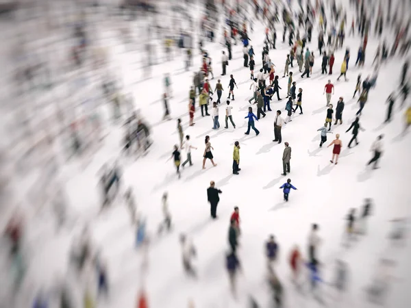 Zoom rapide se concentrer sur un grand groupe de personnes sur fond blanc. Rendu 3D . — Photo