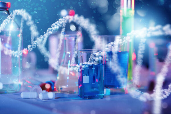 Medical science laboratory. Concept of virus and bacteria research