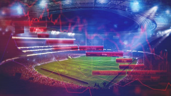 Кризис в мире футбола в связи с отменой спортивных мероприятий. 3D рендеринг — стоковое фото