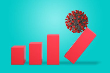 Coronavirus covid-19 istatistikleri çökertti ve bomba gibi patlamaya hazır. Tehlike kavramı. cyan arkaplan