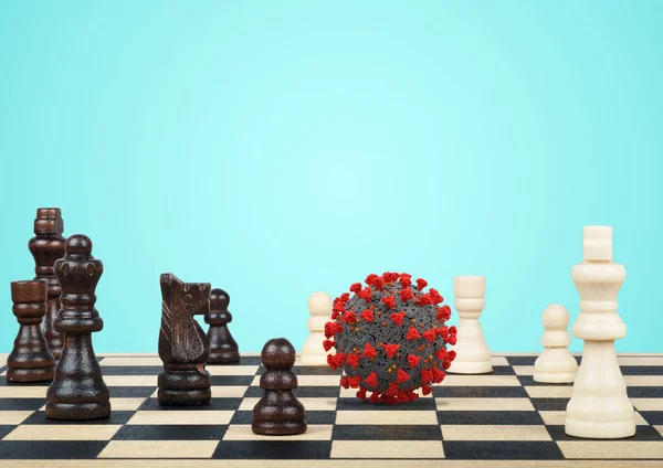 Strategia per vincere contro il merluzzo bianco19 coronaviru come una partita a scacchi — Foto Stock