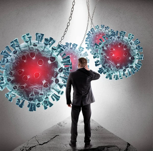 Way full of covid 19 viruses obstacles. concept of way out of the pandemic — Stock Photo, Image