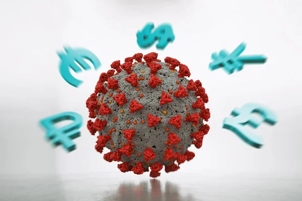 Le coronavirus a anéanti l'économie des puissances économiques mondiales. Rendu 3D — Photo