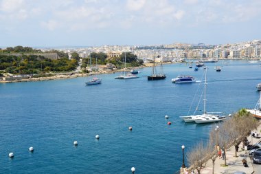 Görünümü üzerinde liman ve yelken yatlar, Sliema, Malta