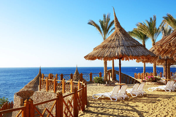 Beach at the luxury hotel, Sharm el Sheikh, Egypt