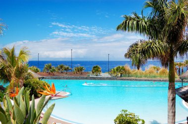 havuz ve plaj lüks otel, adanın tenerife, İspanya