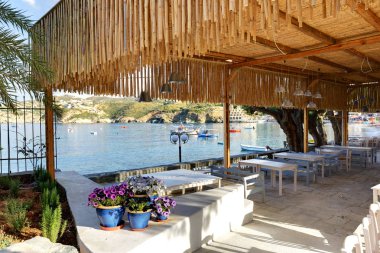 Açık hava restoranı lüks otel, Crete, Yunanistan
