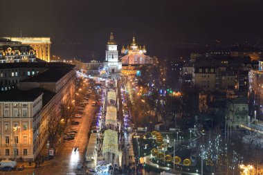 Kiev, Ukrayna - 28 Aralık: Görünümü üzerinde St. Michael'ın Golden-Domed Manastırı üzerinde 28 Aralık 2017 Kiev, Ukrayna