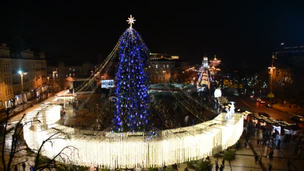 Kiev Oekraïne December Het Uitzicht New Year Tree Michael Golden — Stockvideo