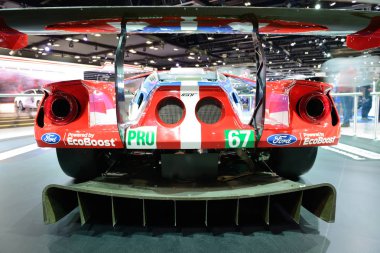 Dubai, Birleşik Arap Emirlikleri - 18 Kasım: Ford Gt yarış arabası Dubai Motor Show 2017 üzerinde 18 Kasım 2017 üzerinde olduğunu. 