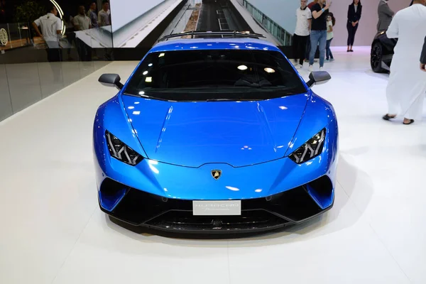 DUBAI, Emirados Árabes Unidos - NOVEMBRO 17: O Lamborghini Huracan Performante sportscar está no Dubai Motor Show 2017 em novembro 17, 2017 — Fotografia de Stock