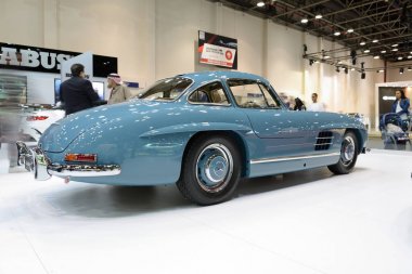 DUBAI, UAE - NOVEMBER 18: The restorated by Brabus Mercedes-Benz 300SL car is on Dubai Motor Show 2017 on November 18, 2017  clipart