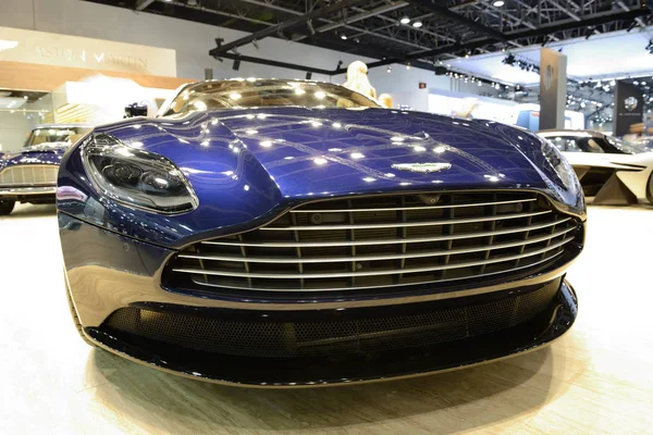 DUBAI, UAE - NOVEMBER 18: The Aston Martin DB 11 sports car is on Dubai Motor Show 2017 on November 18, 2017 — Stock Photo, Image