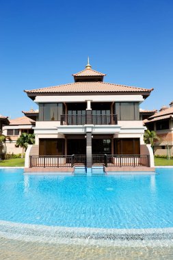 palm jumeirah insan yapımı ada, dubai, Birleşik Arap Emirlikleri Tay tarzı otelde lüks villa