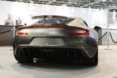 DUBAI, UAE - NOVEMBER 16: The Aston Martin One-77 sports car is on Dubai Motor Show 2019  on November 16, 2019 