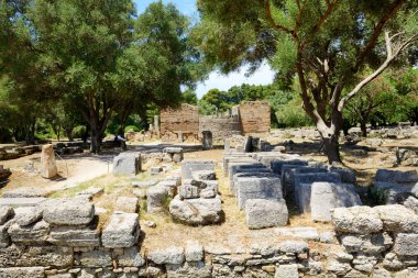 Ancient Olympia, Peloponnes, Yunanistan harabelerde